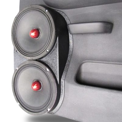 Rear Door Custom Speaker Pods for the 2007-2009 Chevrolet Silverado GMC Sierra to hold Dual 8.0 in speakers for car audio installation upgrade