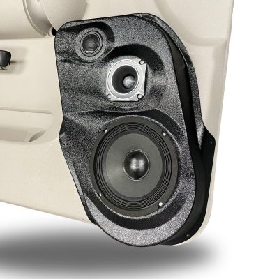 Front Door Custom Speaker Pods for the 2007-2009 Chevrolet Silverado GMC Sierra to hold 6.5 in and 3.5 in and 2.0 in speakers for car audio installation upgrade