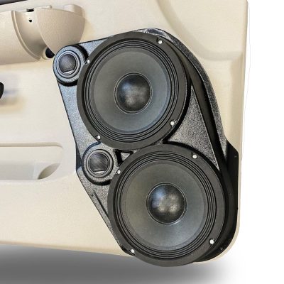 Front Door Custom Speaker Pods for the 2007-2009 Chevrolet Silverado GMC Sierra to hold Dual 8.0 in and Dual 2.0 in speakers for car audio installation upgrade