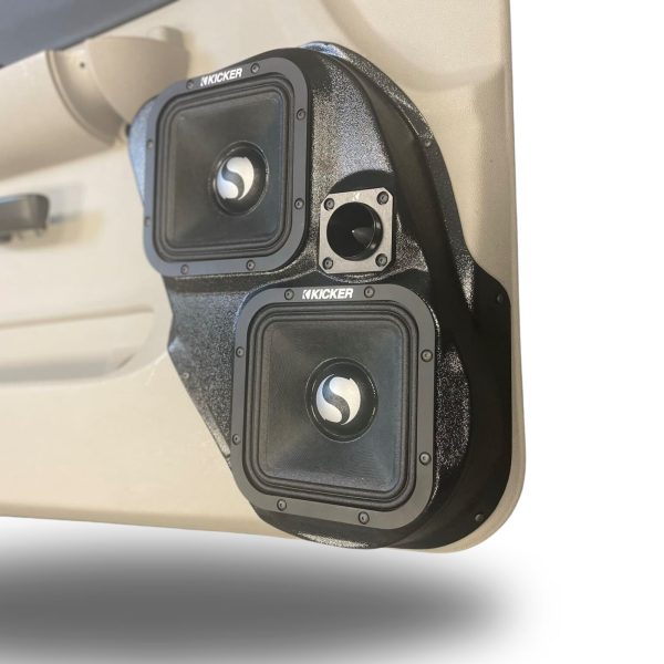 Front Door Custom Speaker Pods for the 2007-2009 Chevrolet Silverado GMC Sierra to hold Dual 7.0 in and 2.0 in speakers for car audio installation upgrade