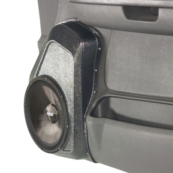 right ortho Speaker Upgrade for the Front Door of your 2007-2009 Chevrolet Tahoe, Suburban, Avalanche, Silverado. GMC Yukon, Sierra. Cadillac Escalade. Easy installation of a Single 10" Midrange for the most powerful car stereo possible.