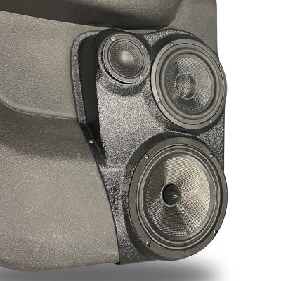 Rear Door Custom Speaker Pods for the 2007-2009 Cadillac Escalade Chevrolet Avalanche Tahoe Silverado Suburban GMC Yukon Sierra to hold 8.0 in and 6.5 in and 3.5 in speakers for car audio installation upgrade