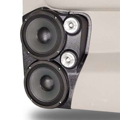 Rear Door Custom Speaker Pods for the 2007-2009 Cadillac Escalade Chevrolet Avalanche Tahoe Silverado Suburban GMC Yukon Sierra to hold Dual 8.0 in and Dual 2.0 in  speakers for car audio installation upgrade
