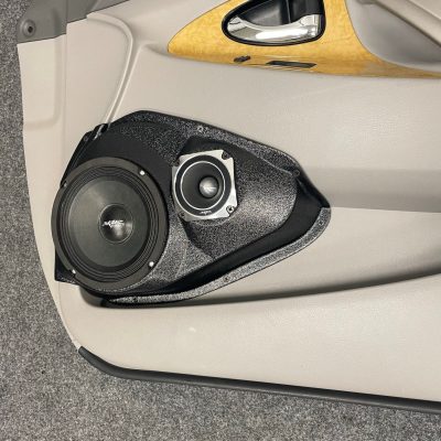 Front Door Custom Speaker Pods for the 2007-2011 Toyota Camry to hold 6.5 in and 3.5 in speakers for car audio installation upgrade