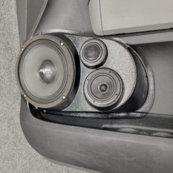 right ortho Speaker Upgrade for the Front Door of your 2007-2013 Toyota Tundra. Easy installation of a 8", 3.5" and Tweeter for the most powerful car stereo possible.