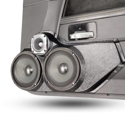 Front Door Custom Speaker Pods for the 2008-2014 Dodge Challenger to hold Dual 6.5 in and 3.5 in  speakers for car audio installation upgrade