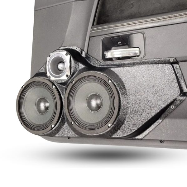 right ortho Speaker Upgrade for the Front Door of your 2008-2014 Dodge Challenger. Easy installation of a Dual 6.5" Midrange and Single 3.5" Super Tweeter for the most powerful car stereo possible.