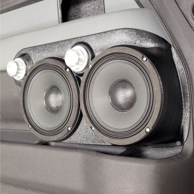 Front Door Custom Speaker Pods for the 2009-2014 Ford F-150 to hold Dual 8.0 in and Dual 2.0 in speakers for car audio installation upgrade