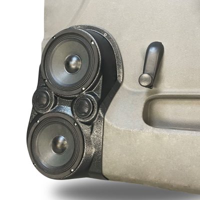 Front Door Custom Speaker Pods for the 2010-2013 Chevrolet Silverado GMC Sierra to hold Dual 6.5 in and Dual 2.0 in speakers for car audio installation upgrade