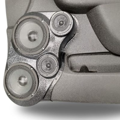 Front Door Custom Speaker Pods for the 2007-2009 Cadillac Escalade Chevrolet Avalanche Tahoe Silverado Suburban GMC Yukon Sierra to hold Dual 6.5 in and Dual 3.5 in  speakers for car audio installation upgrade