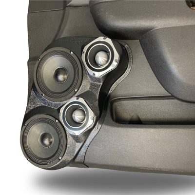 Front Door Custom Speaker Pods for the 2007-2009 Cadillac Escalade Chevrolet Avalanche Tahoe Silverado Suburban GMC Yukon Sierra to hold Dual 6.5 in and Dual 4.0 in  speakers for car audio installation upgrade