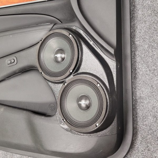 Front Door Custom Speaker Pods for the 2011-2023 Dodge Durango Jeep GrandCherokee to hold Dual 6.5 in speakers for car audio installation upgrade