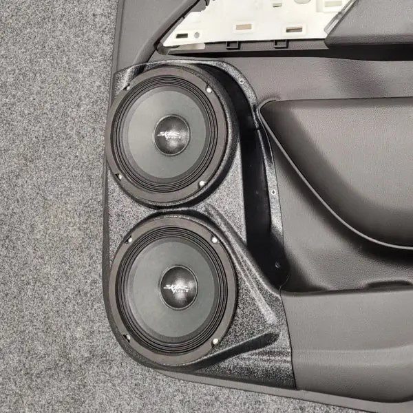 right ortho Speaker Upgrade for the Rear Door of your 2015-2022 Chevrolet Colorado, GMC Canyon. Easy installation of a Dual 6.5" Midrange for the most powerful car stereo possible.