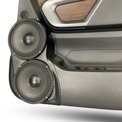 Rear Door Custom Speaker Pods for the 2016-2024 Nissan Titan to hold Dual 8.0 in speakers for car audio installation upgrade