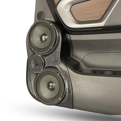 Rear Door Custom Speaker Pods for the 2016-2024 Nissan Titan to hold Dual 6.5 in and 3.5 in  speakers for car audio installation upgrade