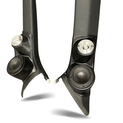 A-Pillar Custom Speaker Pods for the 2015-2018 Porsche Macan to hold 3.5 in and 2.0 in  speakers for car audio installation upgrade