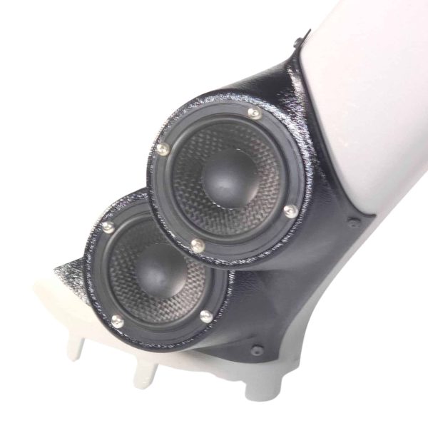 A-Pillar Custom Speaker Pods for the 2016-2025 Chevrolet Malibu to hold Dual 3.5 in speakers for car audio installation upgrade