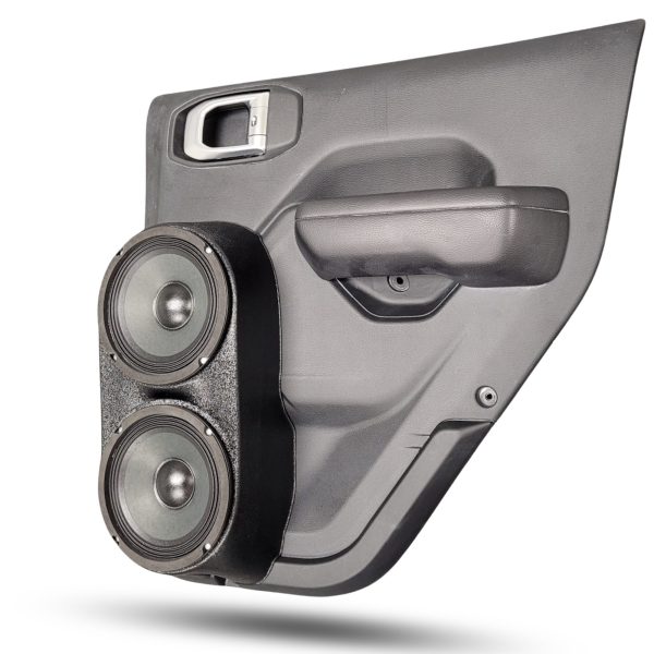 Rear Door Custom Speaker Pods for the 2020-2024 Jeep Gladiator Wrangler to hold Dual 6.5 in speakers for car audio installation upgrade