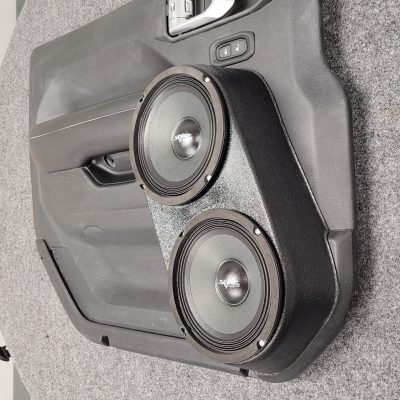 Front Door Custom Speaker Pods for the 2020-2024 Jeep Gladiator Wrangler to hold Dual 6.5 in speakers for car audio installation upgrade