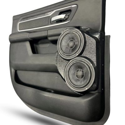 Rear Door Custom Speaker Pods for the 2019-2025 Dodge Ram to hold Dual 6.5 in speakers for car audio installation upgrade