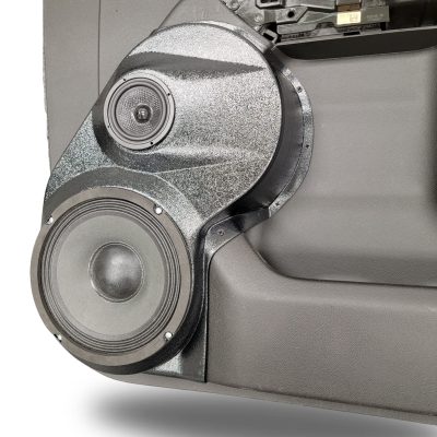 Front Door Custom Speaker Pods for the 2019-2023 Chevrolet Silverado GMC Sierra to hold 8.0 in and 3.5 in  speakers for car audio installation upgrade