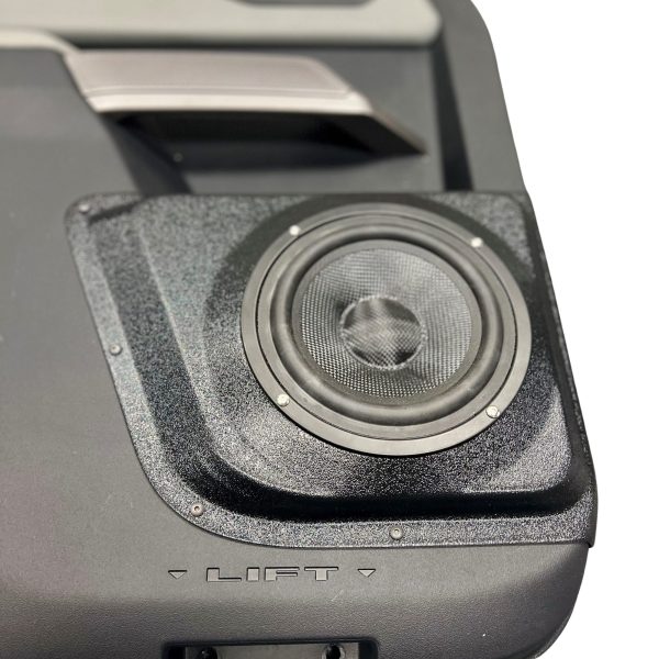 Rear Door Custom Speaker Pods for the 2021-2023 Ford Bronco to hold 6.5 in speakers for car audio installation upgrade