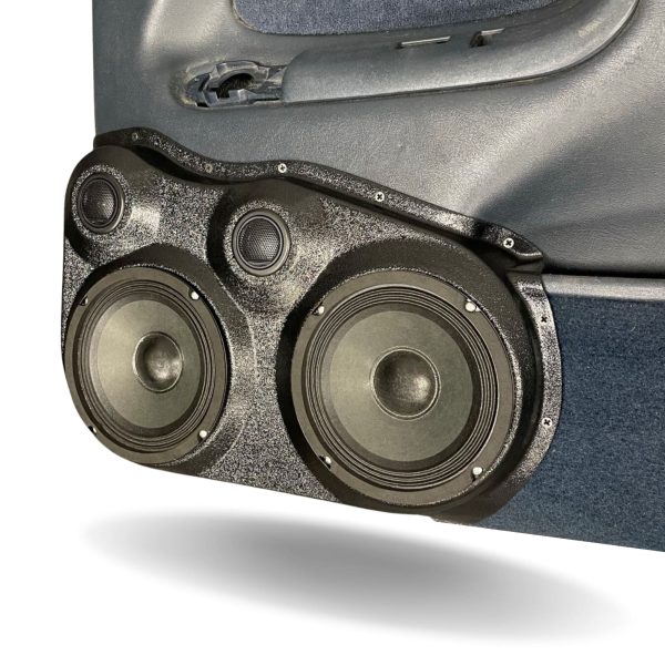 right ortho Speaker Upgrade for the Front Door of your 1995-1999 Chevrolet Tahoe, Suburban, Silverado; GMC Yukon, Sierra. Easy installation of a Dual 6.5" Midrange and Dual Tweeter for the most powerful car stereo possible.