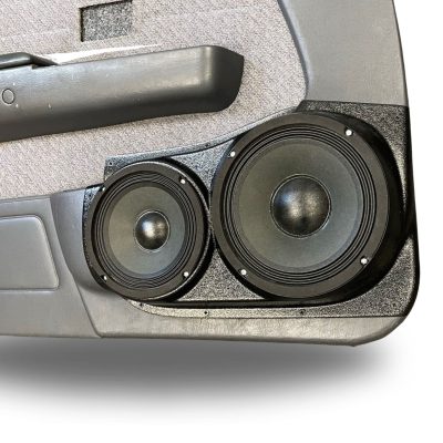 Front Door Custom Speaker Pods for the 1996-2000 Toyota Tacoma to hold 8.0 in and 6.5 in speakers for car audio installation upgrade
