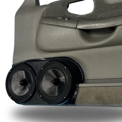Front Door Custom Speaker Pods for the 1998-2004 Chevrolet Blazer S-10 GMC Jimmy Sonoma to hold Dual 8.0 in speakers for car audio installation upgrade