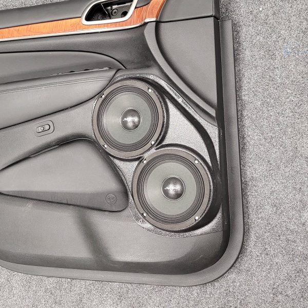 Front Door Custom Speaker Pods for the 2011-2023 Dodge Durango Jeep GrandCherokee to hold Dual 6.5 in speakers for car audio installation upgrade
