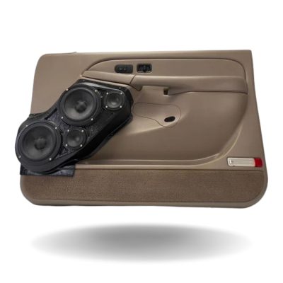 Front Door Custom Speaker Pods for the 2000-2006 Cadillac Escalade Chevrolet Avalanche Silverado Tahoe Suburban GMC Sierra Yukon to hold Dual 6.5 in and Dual 3.5 in  speakers for car audio installation upgrade