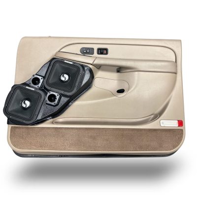 Front Door Custom Speaker Pods for the 2000-2006 Cadillac Escalade Chevrolet Avalanche Silverado Tahoe Suburban GMC Sierra Yukon to hold Dual 7.0 in and Dual 2.0 in  speakers for car audio installation upgrade