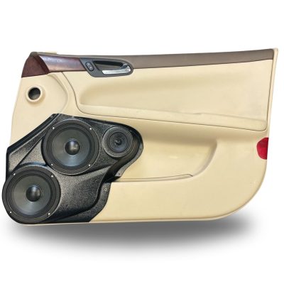 Front Door Custom Speaker Pods for the 2006-2015 Chevrolet Impala to hold Dual 6.5 in and 3.5 in speakers for car audio installation upgrade