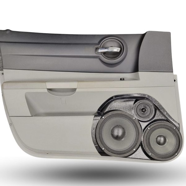 top center Speaker Upgrade for the Front Door of your 2006-2007 Dodge Charger. Easy installation of a 8", 6.5" Midranges plus a 3.5" Super Tweeter for the most powerful car stereo possible.