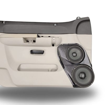 Front Door Custom Speaker Pods for the 2007-2009 Chevrolet Silverado GMC Sierra to hold 8.0 in and 6.5 in speakers for car audio installation upgrade