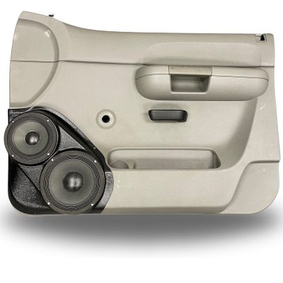 Front Door Custom Speaker Pods for the 2007-2009 Chevrolet Silverado GMC Sierra to hold 8.0 in and 6.5 in speakers for car audio installation upgrade