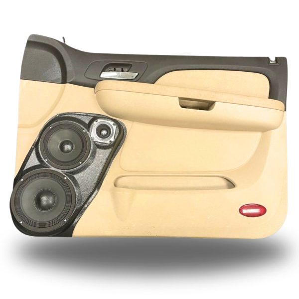 Front Door Custom Speaker Pods for the 2007-2009 Cadillac Escalade Chevrolet Avalanche Tahoe Silverado Suburban GMC Yukon Sierra to hold 8.0 in and 6.5 in and 3.5 in  speakers for car audio installation upgrade