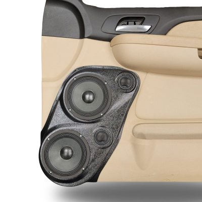 Front Door Custom Speaker Pods for the 2007-2009 Cadillac Escalade Chevrolet Avalanche Tahoe Silverado Suburban GMC Yukon Sierra to hold Dual 6.5 in and Dual 2.0 in  speakers for car audio installation upgrade