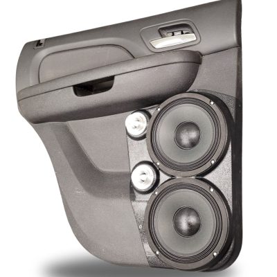 Rear Door Custom Speaker Pods for the 2007-2009 Cadillac Escalade Chevrolet Avalanche Tahoe Silverado Suburban GMC Yukon Sierra to hold Dual 8.0 in and Dual 2.0 in  speakers for car audio installation upgrade