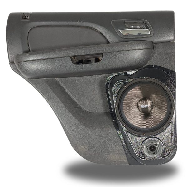 top center Speaker Upgrade for the Rear Door of your 2007-2014 Chevrolet Tahoe, Suburban, Avalanche, Silverado. GMC Yukon, Sierra. Cadillac Escalade. Easy installation of a 10" and 3.5" Super Tweeter for the most powerful car stereo possible.