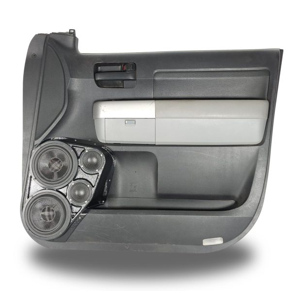 top center Speaker Upgrade for the Front Door of your 2007-2013 Toyota Tundra. Easy installation of a Dual 6.5" Midrange and Dual 3.5" Super Tweeter for the most powerful car stereo possible.