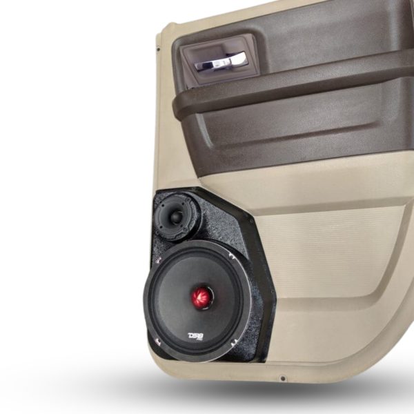 top center Speaker Upgrade for the Rear Door of your 2009-2018 Dodge Ram 1500, 2500. 2019-2024 Dodge Ram 2500, 1500 Classic. Easy installation of a 8" Midrange and Tweeter for the most powerful car stereo possible.