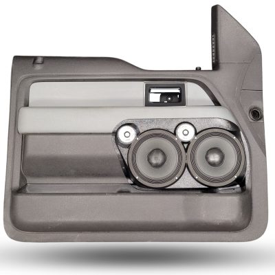 Front Door Custom Speaker Pods for the 2009-2014 Ford F-150 to hold Dual 8.0 in and Dual 2.0 in speakers for car audio installation upgrade
