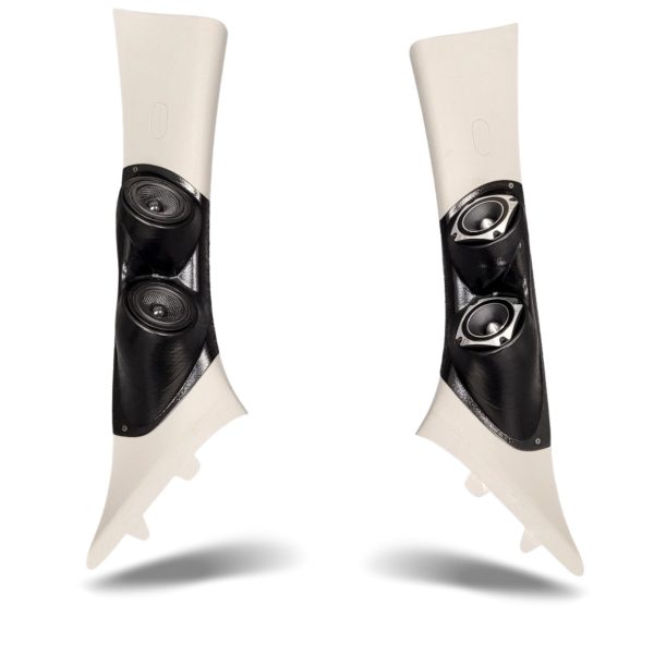 A-Pillar Custom Speaker Pods for the 2010-2017 Chevrolet Equinox GMC Terrain to hold Dual 3.5 in speakers for car audio installation upgrade