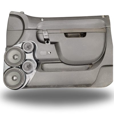 Front Door Custom Speaker Pods for the 2010-2013 Chevrolet Silverado GMC Sierra to hold Dual 6.5 in and Dual 3.5 in  speakers for car audio installation upgrade