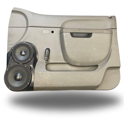 Front Door Custom Speaker Pods for the 2010-2013 Chevrolet Silverado GMC Sierra to hold 8.0 in and 6.5 in speakers for car audio installation upgrade