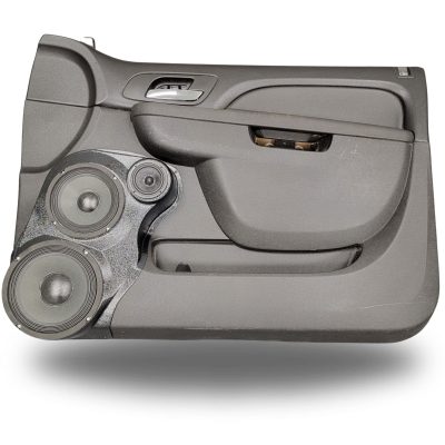 Front Door Custom Speaker Pods for the 2007-2009 Cadillac Escalade Chevrolet Avalanche Tahoe Silverado Suburban GMC Yukon Sierra to hold 8.0 in and 6.5 in and 3.5 in speakers for car audio installation upgrade