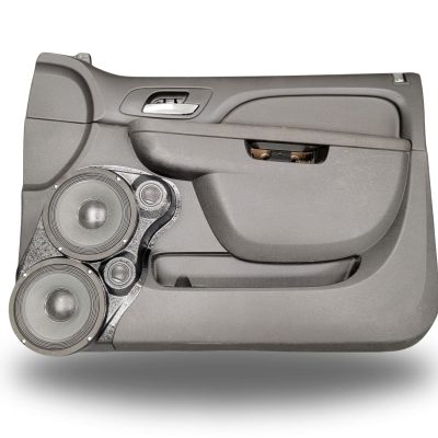 Front Door Custom Speaker Pods for the 2007-2009 Cadillac Escalade Chevrolet Avalanche Tahoe Silverado Suburban GMC Yukon Sierra to hold Dual 8.0 in and Dual 2.0 in  speakers for car audio installation upgrade