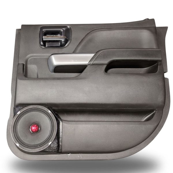 top center Speaker Upgrade for the Rear Door of your 2014-2018 Chevrolet Silverado, GMC Sierra. Easy installation of a Single 8" Midrange for the most powerful car stereo possible.