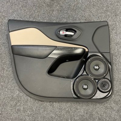 Front Door Custom Speaker Pods for the 2014-2023 Jeep Cherokee to hold Dual 6.5 in and 3.5 in speakers for car audio installation upgrade
